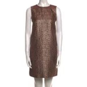 RED Valentino Gold and Brown Brocade Jacquard Mini Dress IT 44 US 6